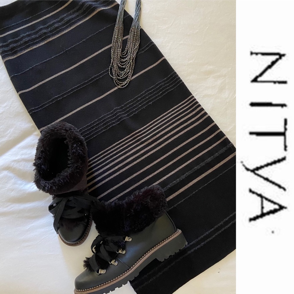 NITYA Long Knit Skirt, Black/Tan/Gray -size S  🎉 HP 🎉